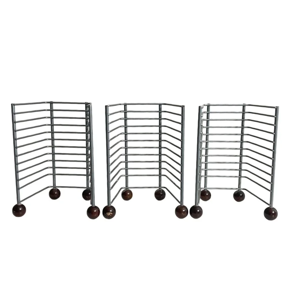 3 Vtg Silver Metal 36 CD Storage Stand Holder Retro Video Games Atlantic ps1‎ pc